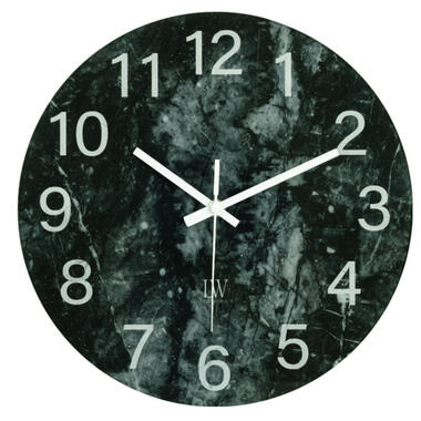 LW Collection Horloge de cuisine Lina marbre noir blanc 30cm product