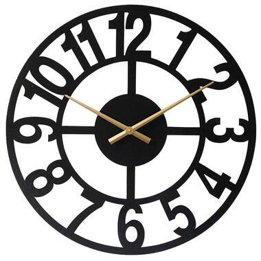 LW Collection Horloge murale Jannah noire avec aiguilles dorées 60cm product