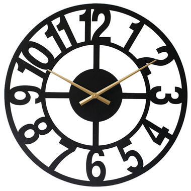 LW Collection Horloge murale XL Jannah noire avec aiguilles dorées 80cm product