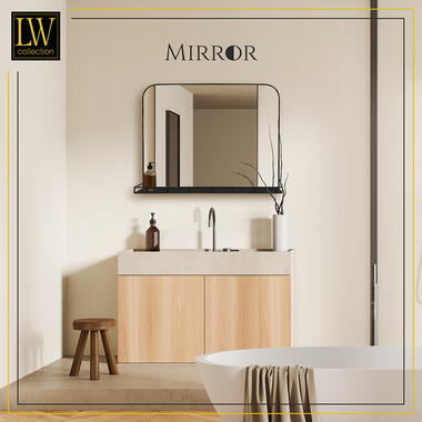 LW Collection Miroir mural avec étagère métal noir 63x50 cm product