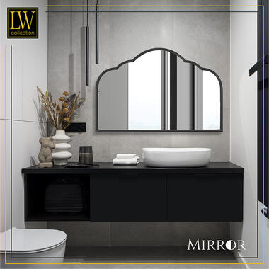 LW Collection Miroir mural noir semi-circulaire 81x53 cm métal product