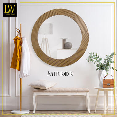 LW Collection Miroir mural marron rond 60x60 cm bois product