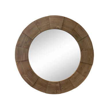 LW Collection Wandspiegel bruin rond 80x80 cm hout product