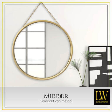 LW Collection Miroir mural avec corde doré rond 50x50 cm métal product