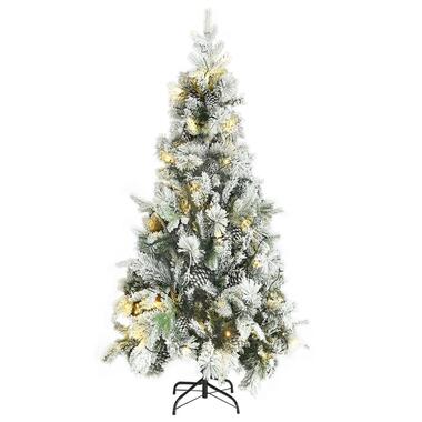 vidaXL Kerstboom met LED en dennenappels en sneeuw 225 cm PVC en PE product