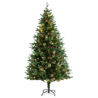 vidaXL Kerstboom met LED en dennenappels 195 cm PVC en PE groen product