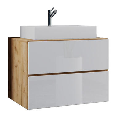 LendasS Armoire basse avec lavabo, 80 cm, imitation chêne miel, product