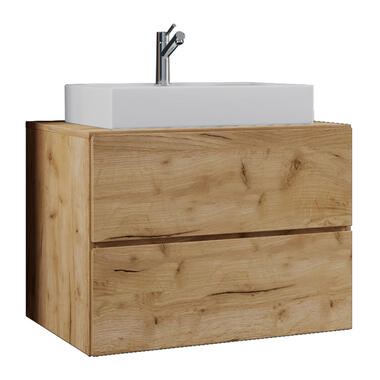 LendasS Armoire basse avec lavabo, 80 cm, imitation chêne miel. product