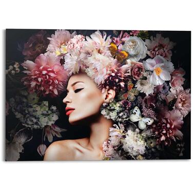 Schilderij - Vrouw met bloemenhoed - 100x140 cm Hout product