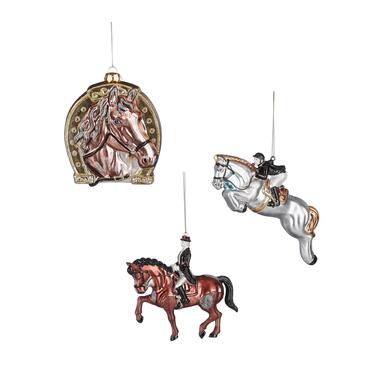House of Seasons Kerstornamenten Paardrijden - Set van 3 product