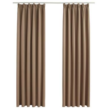 vidaXL Gordijnen verduisterend met haken 2 st 140x225 cm taupe product