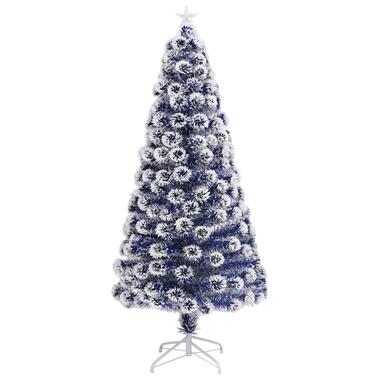vidaXL Kunstkerstboom met LED 150 cm glasvezel wit en blauw product