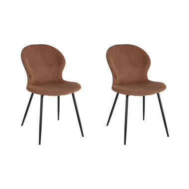 Mica Decorations Max Lot de 2 chaises de salle à manger - Velours - Brun foncé product