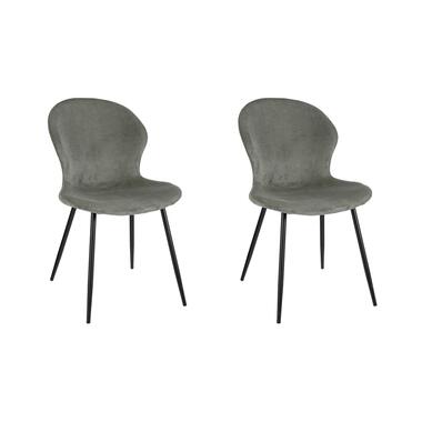Mica Decorations Max Lot de 2 chaises de salle à manger - Velours - Vert foncé product