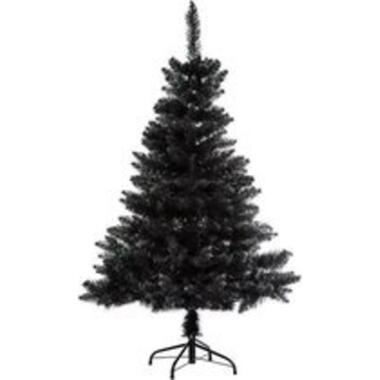 Kunst kerstboom/kunstboom - zwart - kunststof - met voet - H150 cm product