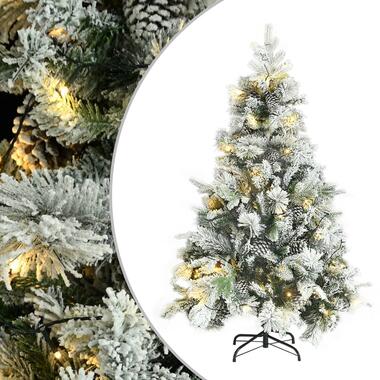 vidaXL Kerstboom met LED en dennenappels en sneeuw 150 cm PVC en PE product