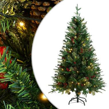vidaXL Kerstboom met LED en dennenappels 150 cm PVC en PE groen product