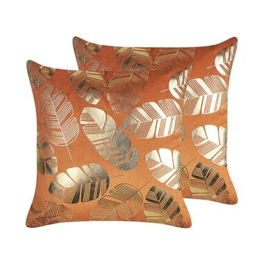 SUNFLOWER - Sierkussen set van 2 - Oranje - 45 x 45 cm - Fluweel product