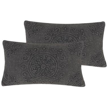 Lot de 2 coussins en tissu gris foncé gaufrés 30 x 50 cm VELOOR product