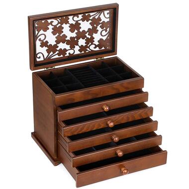 Boîte à bijoux - vintage - avec 6 niveaux - brun foncé product