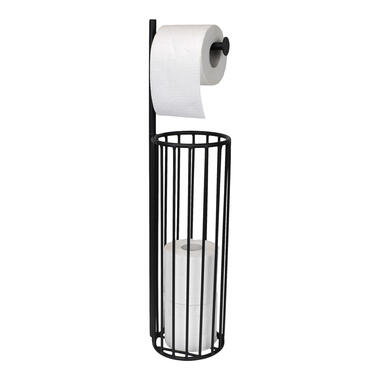 Porte papier-toilette sur pied avec brosse en métal noir SARTO 