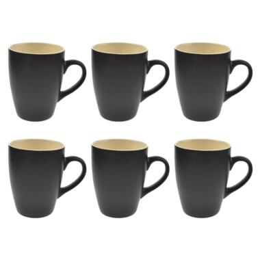 OTIX Koffiekopjes met Oor Set van 6 Theekoppen Koffietassen 340ml Zwart product