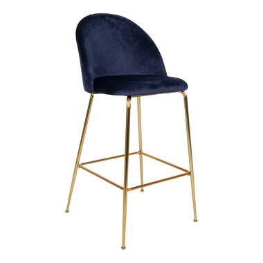 Barstoel Velvet Blauw Brass - Zithoogte 77cm product