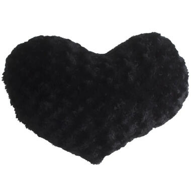 Atmosphera Kussen hart vorm pluche - zwart - 28 x 36 cm product