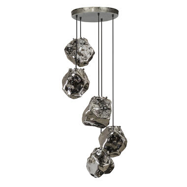 Industriële hanglamp Rocks getrapt 5-lichts chrome glas - Glas - Zilverkleurig product