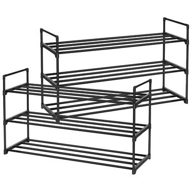 Set van 2 schoenenrekken - tot 24 paar - stapelbaar - 91.7x52.4x29.3 cm - zwart product