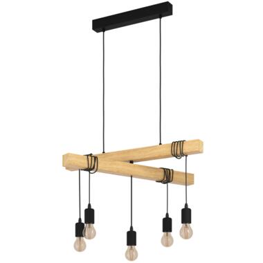 EGLO Townshend Hanglamp - E27 - 90 cm - Zwart/Bruin product