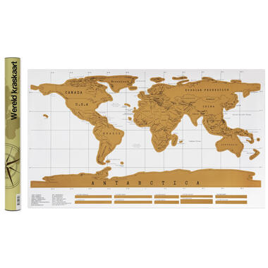 Aretica Wereld Kraskaart (Scratch Map) Wit 88 x 52 cm product