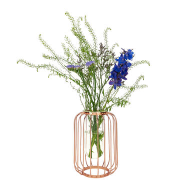 QUVIO Vase à barres - Métal et verre - Or rose product