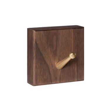 QUVIO Wandhaak houten vierkant met metalen haakje - hout + goud product