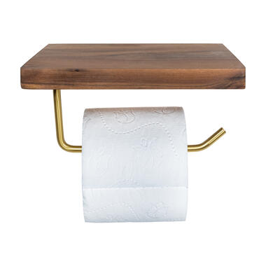 QUVIO Porte-rouleau de papier toilette avec étagère en bois product