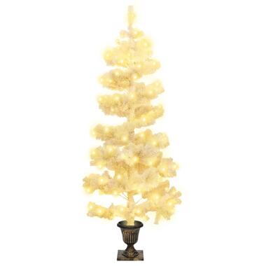 vidaXL Kunstkerstboom met verlichting en pot 120 cm PVC wit product