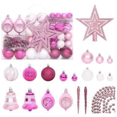 vidaXL 108-delige Kerstballenset wit en roze product