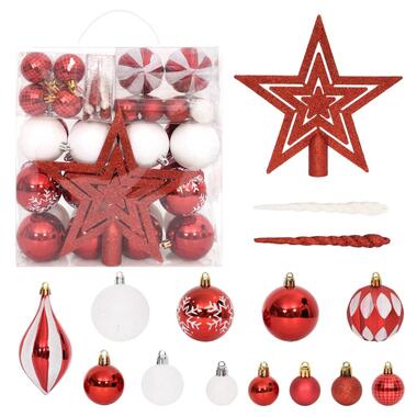 vidaXL 64-delige Kerstballenset rood en wit product