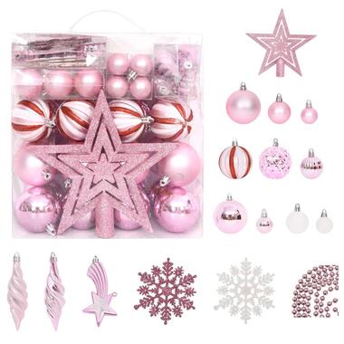 vidaXL 65-delige Kerstballenset roze/rood/wit product
