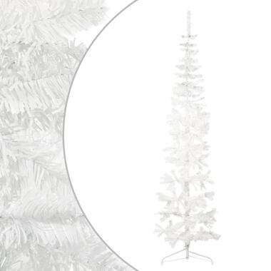 vidaXL Demi sapin de Noël artificiel mince avec support Blanc 210 cm product