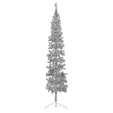 vidaXL Demi sapin de Noël artificiel mince avec support Argenté 210 cm product