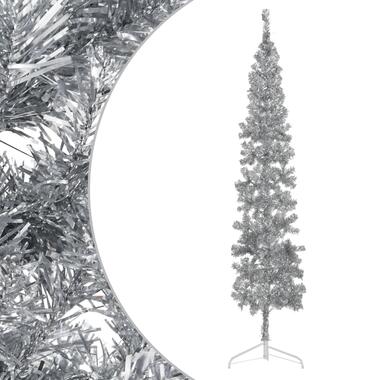 vidaXL Demi sapin de Noël artificiel mince avec support Argenté 240 cm product