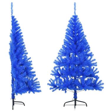 vidaXL Kunstkerstboom met standaard half 150 cm PVC blauw product