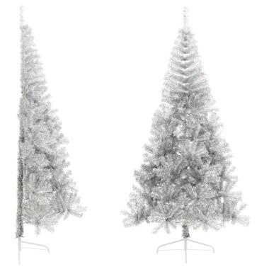 vidaXL Demi sapin de Noël artificiel avec support argenté 240 cm PET product