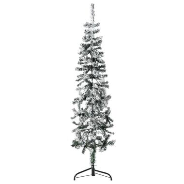 vidaXL Demi sapin de Noël artificiel mince avec neige floquée 150 cm product