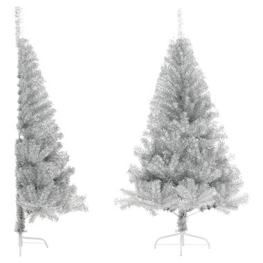 vidaXL Demi sapin de Noël artificiel avec support argenté 120 cm PET product