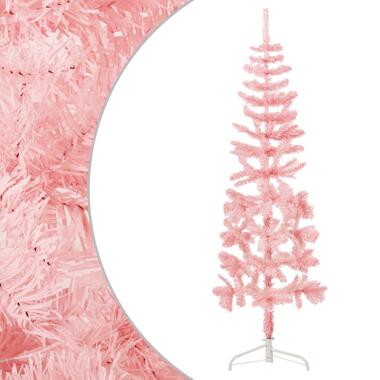 vidaXL Kunstkerstboom half met standaard smal 120 cm roze product