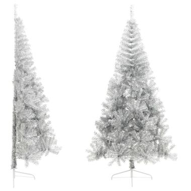 vidaXL Demi sapin de Noël artificiel avec support argenté 210 cm PET product