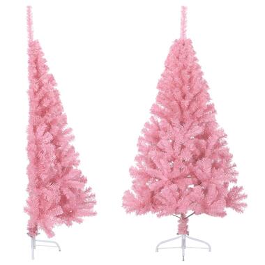 vidaXL Demi sapin de Noël artificiel avec support Rose 120 cm PVC product