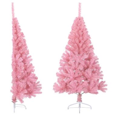 vidaXL Demi sapin de Noël artificiel avec support Rose 150 cm PVC product